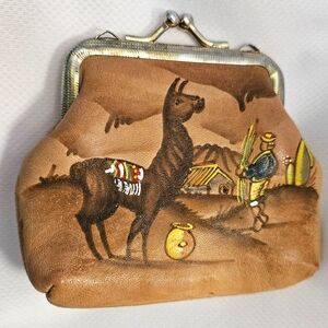 Hand Painted Vintage Leather Coin Purse
